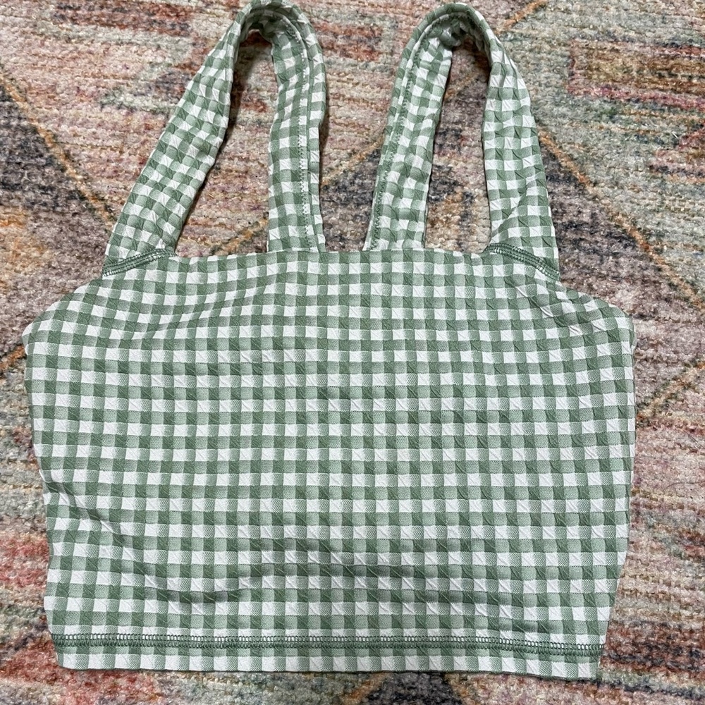 Green and white check tank